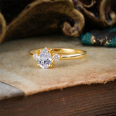 Classic Pear Cut Three Stone Lab Diamond Promise Ring Four Claw Prong Setting